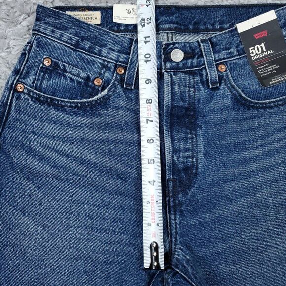 Levi's Premium 501 Original Dark Wash Blue Ripped Distressed Size 27x30 Revolve - Picture 12 of 12